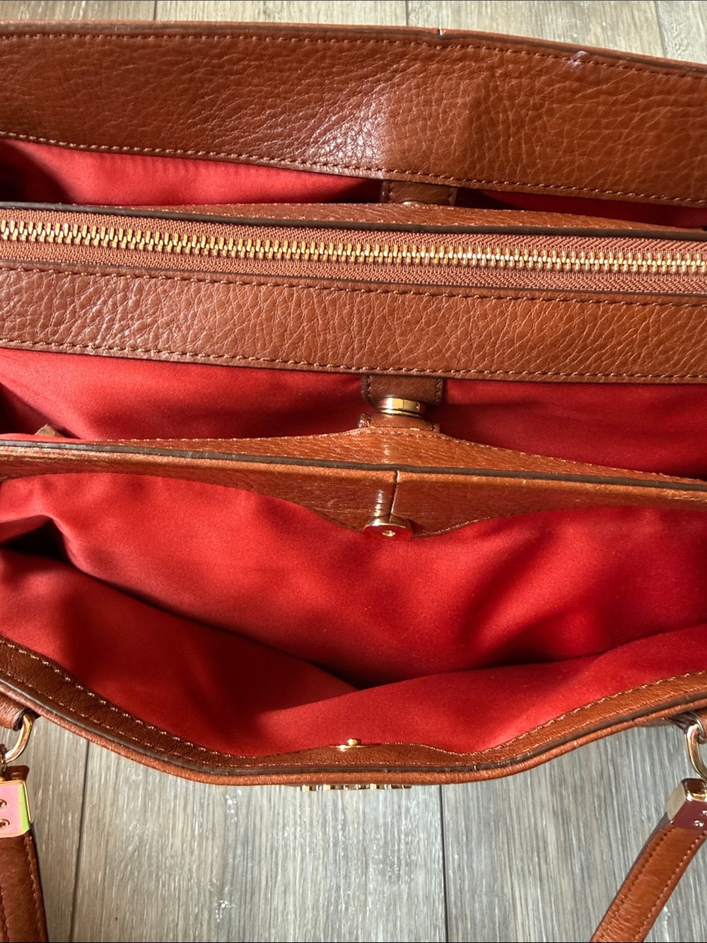 COACH Pebbled Leather Satchel in Chestnut Brown with Gold Hardware - Picture 6 of 16